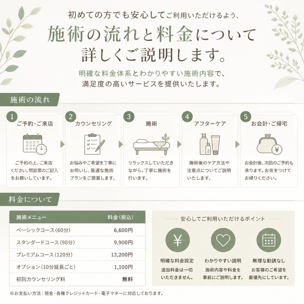 施術の流れと料金について