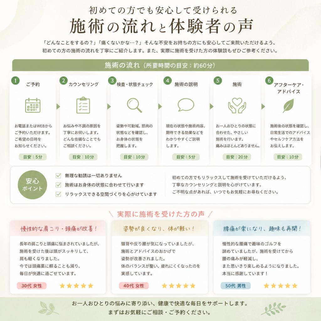 施術の流れと体験談